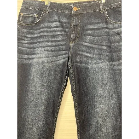 Lee Riders Midrise Bootcut Jeans Womens 22W Dark Wash Stretch Denim Cotton Blend - Picture 3 of 16